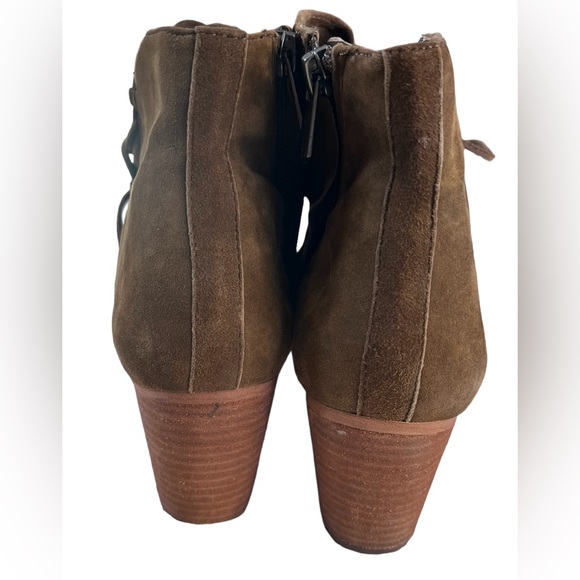 Sam Edelman Moss Green Leather Suede Millard Boho Ankle Booties Size 8.5 - Picture 9 of 10